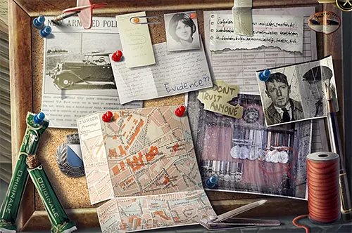 Murder In the Alps: Forgotten Momento - Investigation 12: Ulli's Office Board