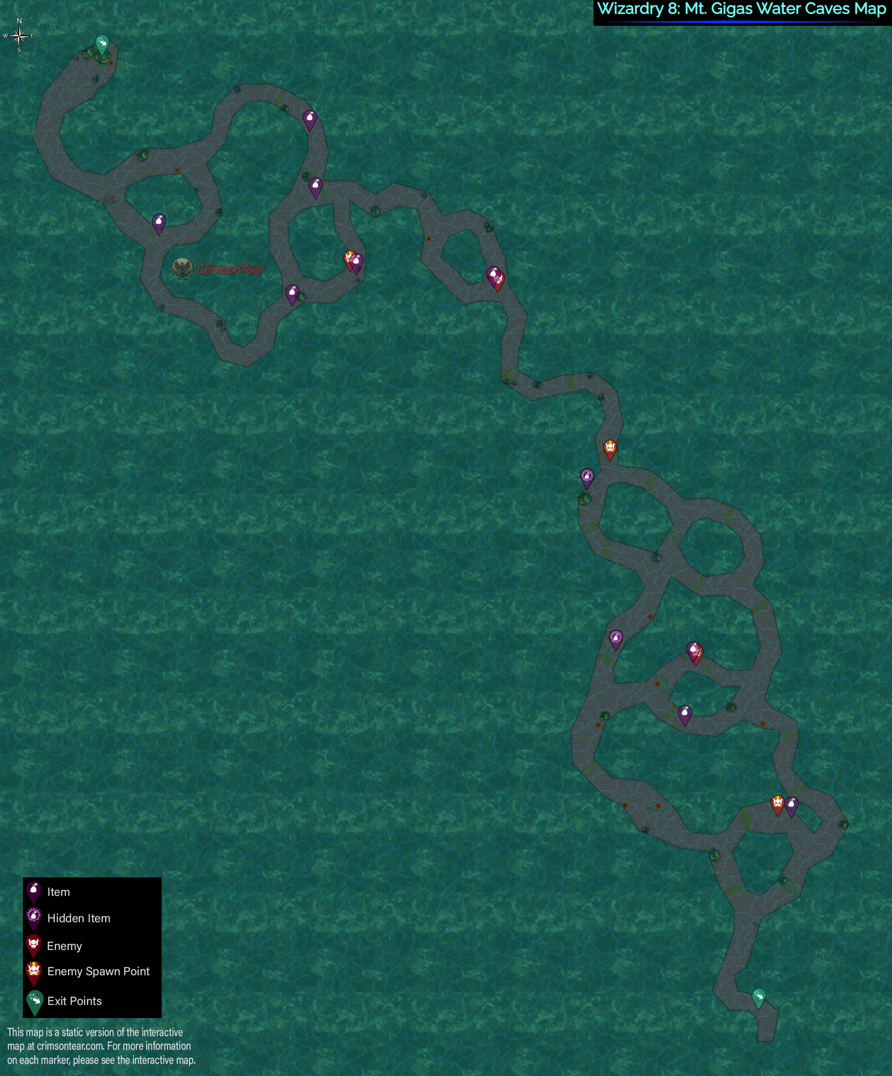 Wizardry 8: Mt. Gigas Water Caves Map