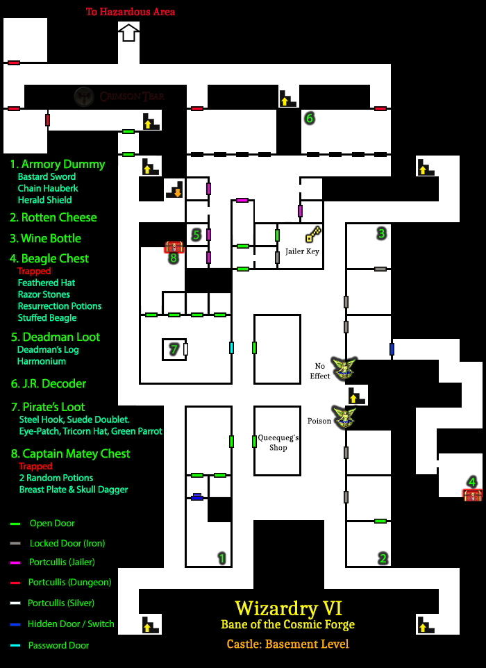 Wizardry 6: Bane of the Cosmic Forge - Castle Basement Level Map