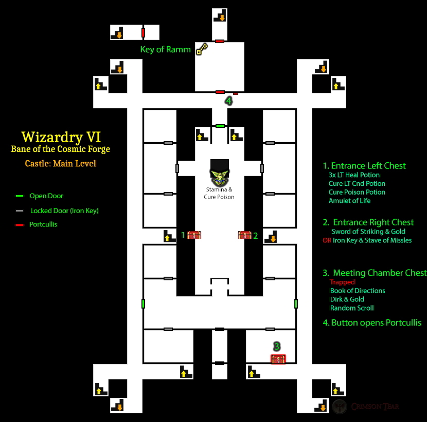Wizardry 6: Bane of the Cosmic Forge - Castle Main Level Map