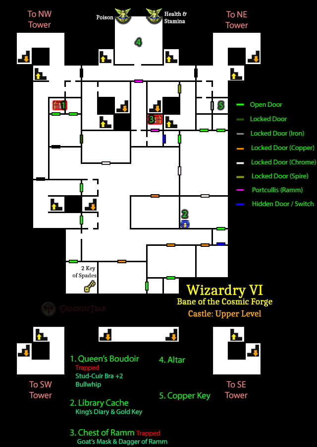 Wizardry 6: Bane of the Cosmic Forge - Castle Upper Level Map