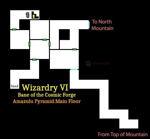 Wizardry 6: Bane of the Cosmic Forge - Amazulu Pyramid Main Floor