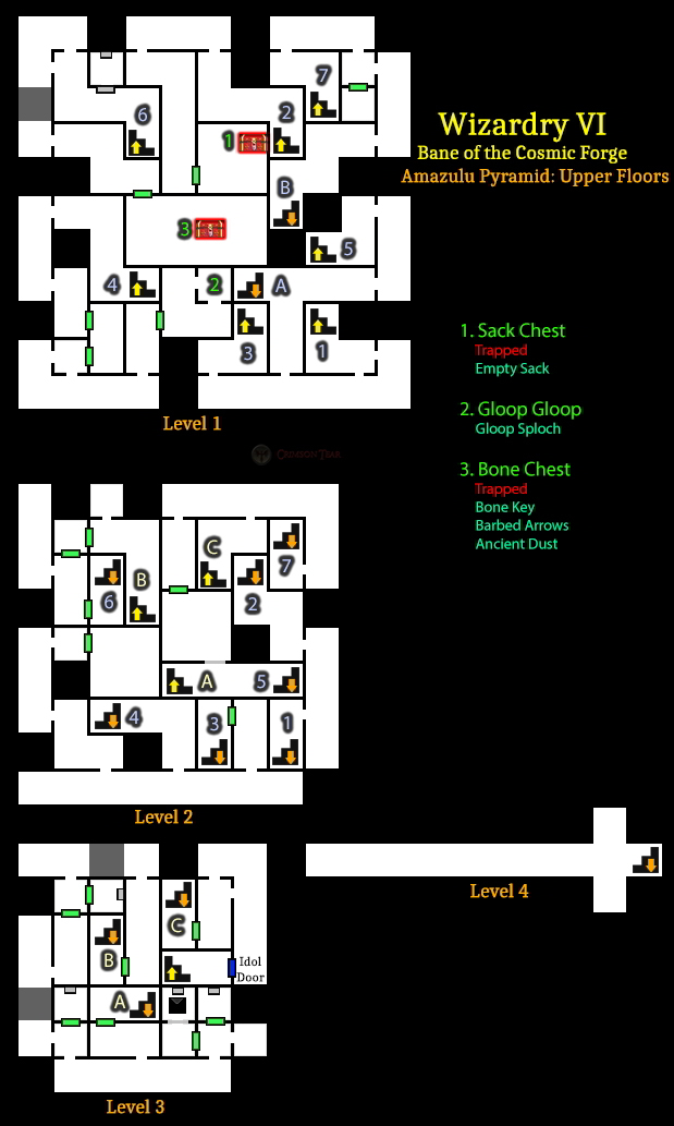 Wizardry 6: Bane of the Cosmic Forge - Amazulu Pyramid Upper Floors
